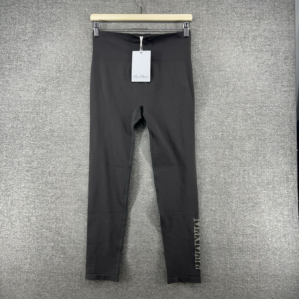 Max Mara Leisure Leggings Women Size Large Gray Logo Activewear NEW